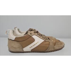 Sam Edelman Sneaker Zaria Lace Up Womens 6.5 Khaki Cream Suede